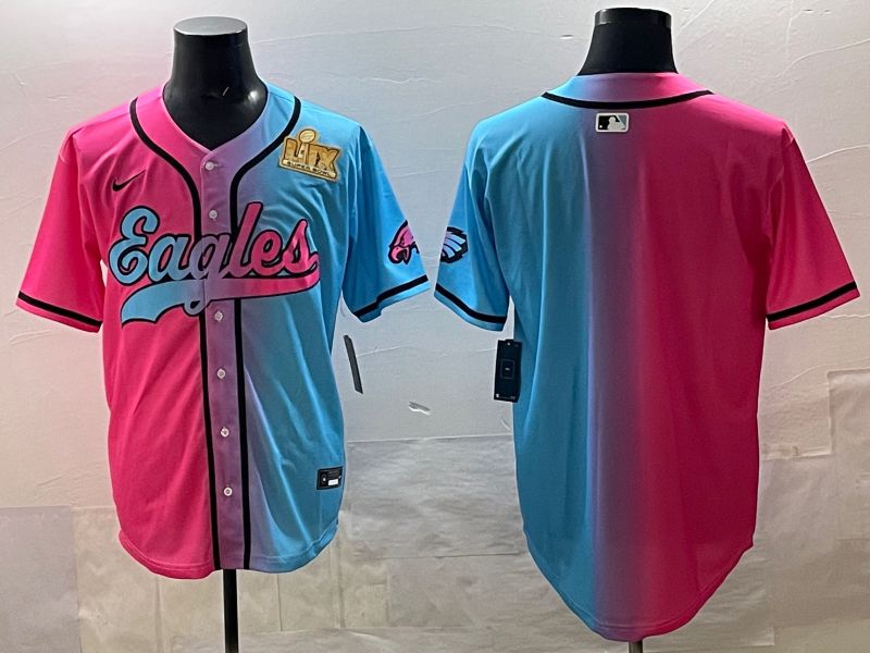 Men 2025 Philadelphia Eagles Blank Blue pink Nike Limited NFL Jersey style 03->philadelphia eagles->NFL Jersey